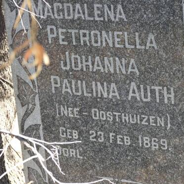 AUTH Johannes 1862-1927 &amp; Magdalena Petronella Johanna Paulina OOSTHUIZEN 1869-