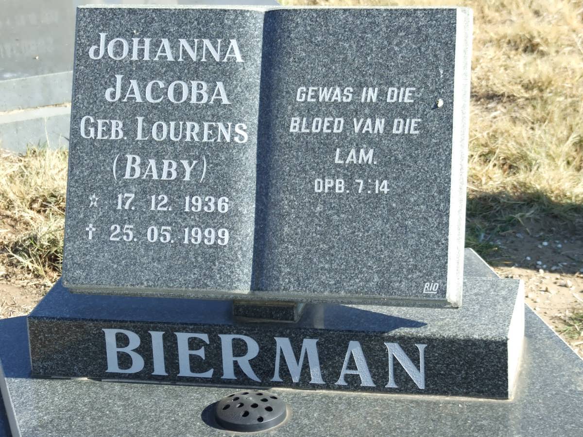 BIERMAN Johanna Jacoba nee LOURENS 1936-1999