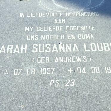 LOUBSER Sarah Susanna nee ANDREWS 1937-1994