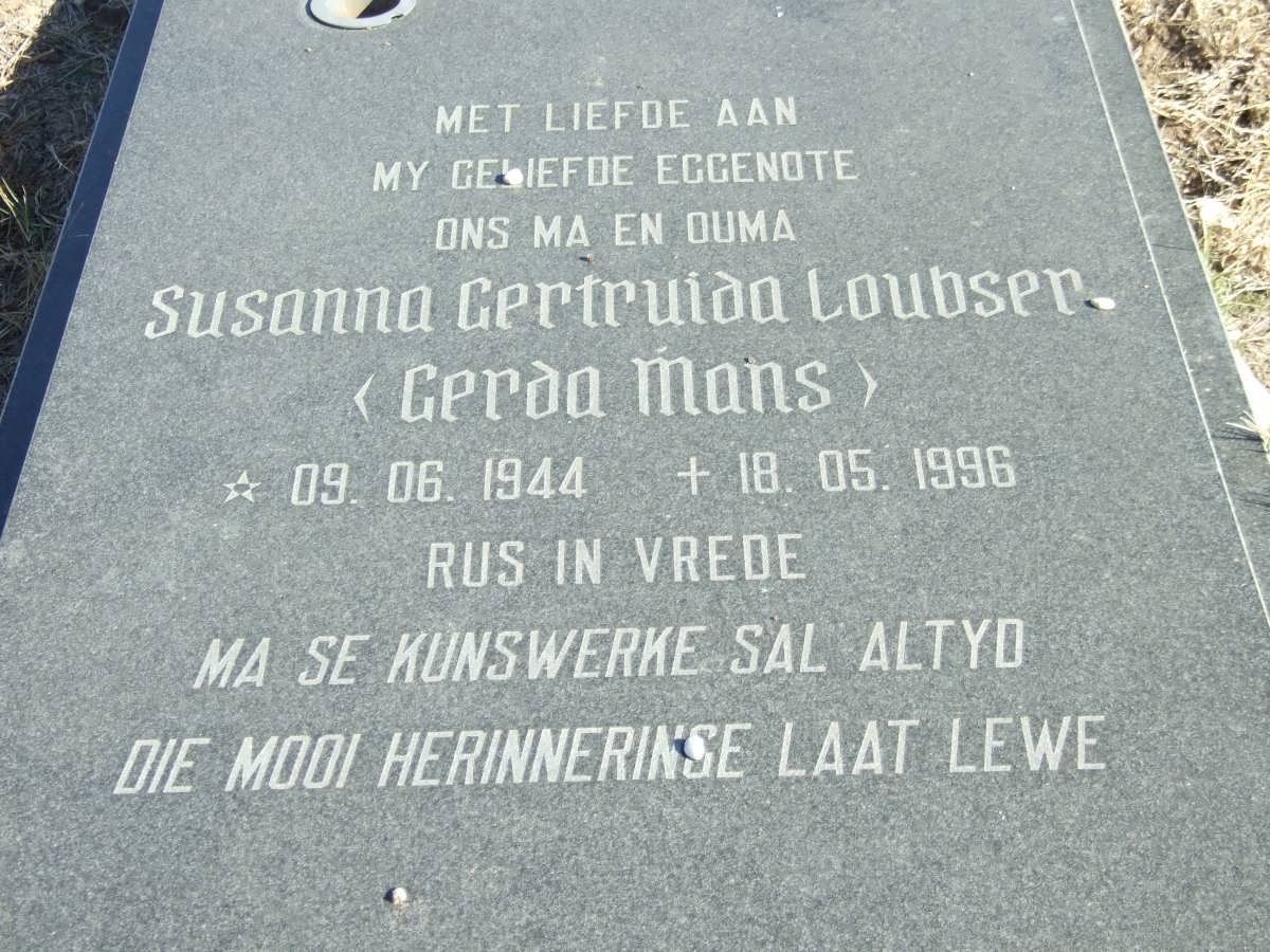 LOUBSER Susanna Gertruida 1944-1996
