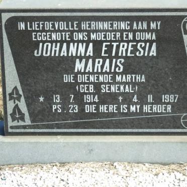 MARAIS Johanna Etresia nee SENEKAL 1914-1987