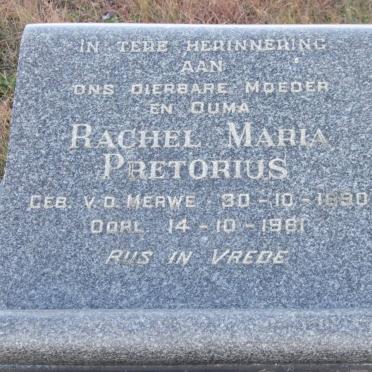 PRETORIUS Rachel Maria nee van der MERWE 1890-1981