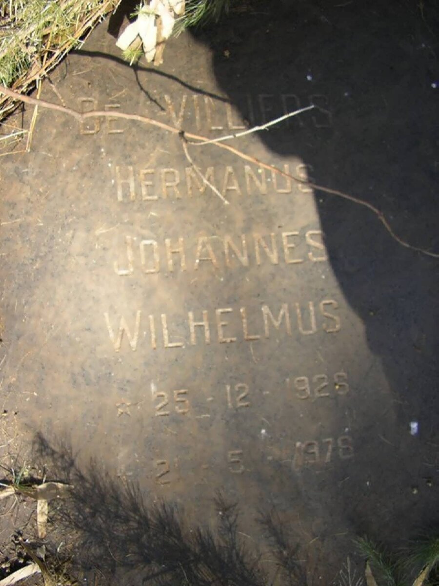 VILLIERS Hermanus Johannes Wilhelmus. de 1928-1976