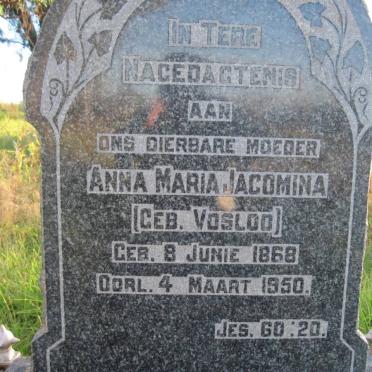 WESTHUIZEN Anna Maria Jacomina, v.d. nee VOSLOO 1868-1950