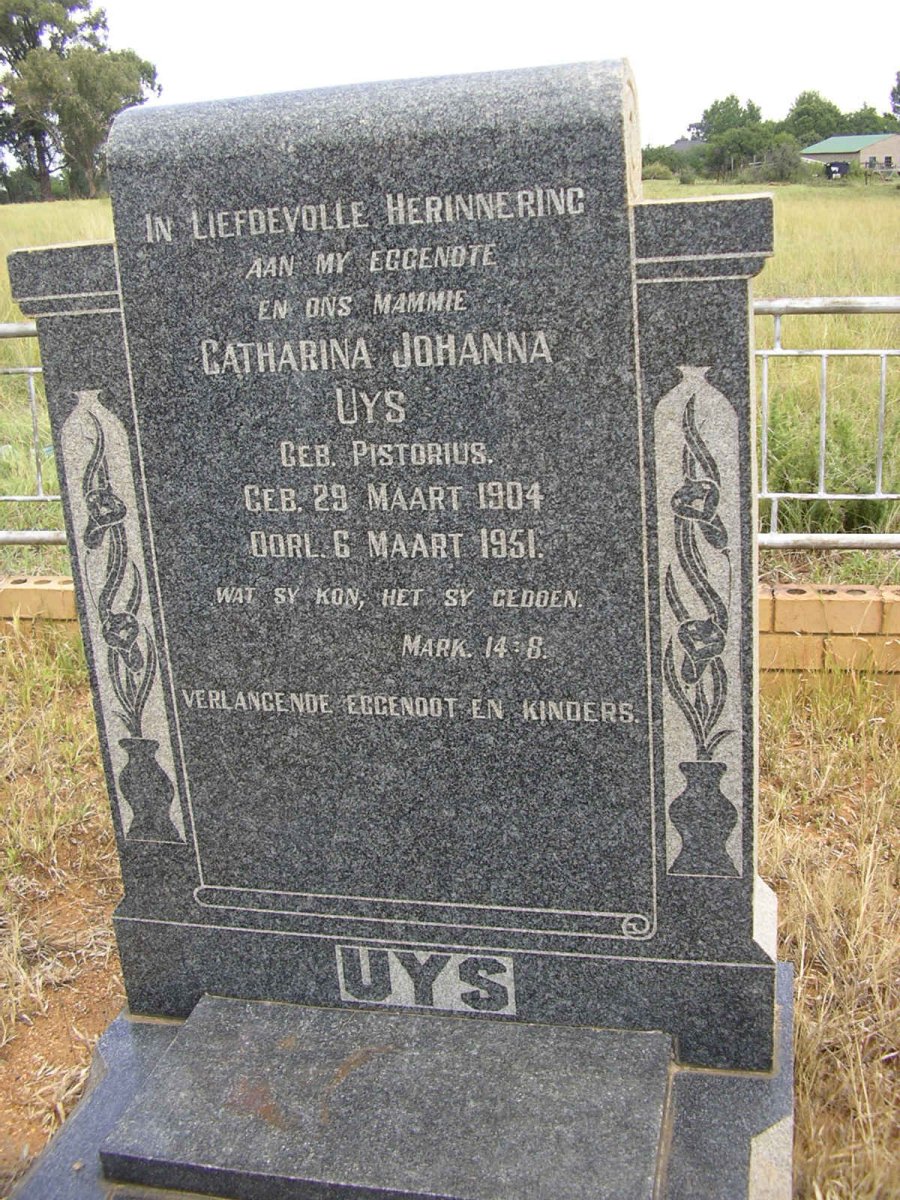 UYS Catharina Johanna nee PISTORIUS 1904-1951