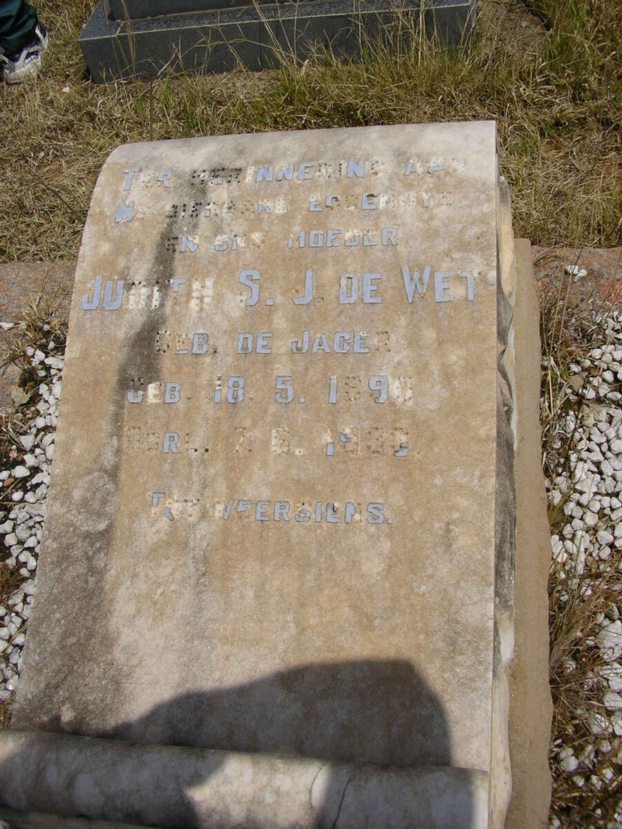 WET Judith S.J., de nee DE JAGER 1890-193?