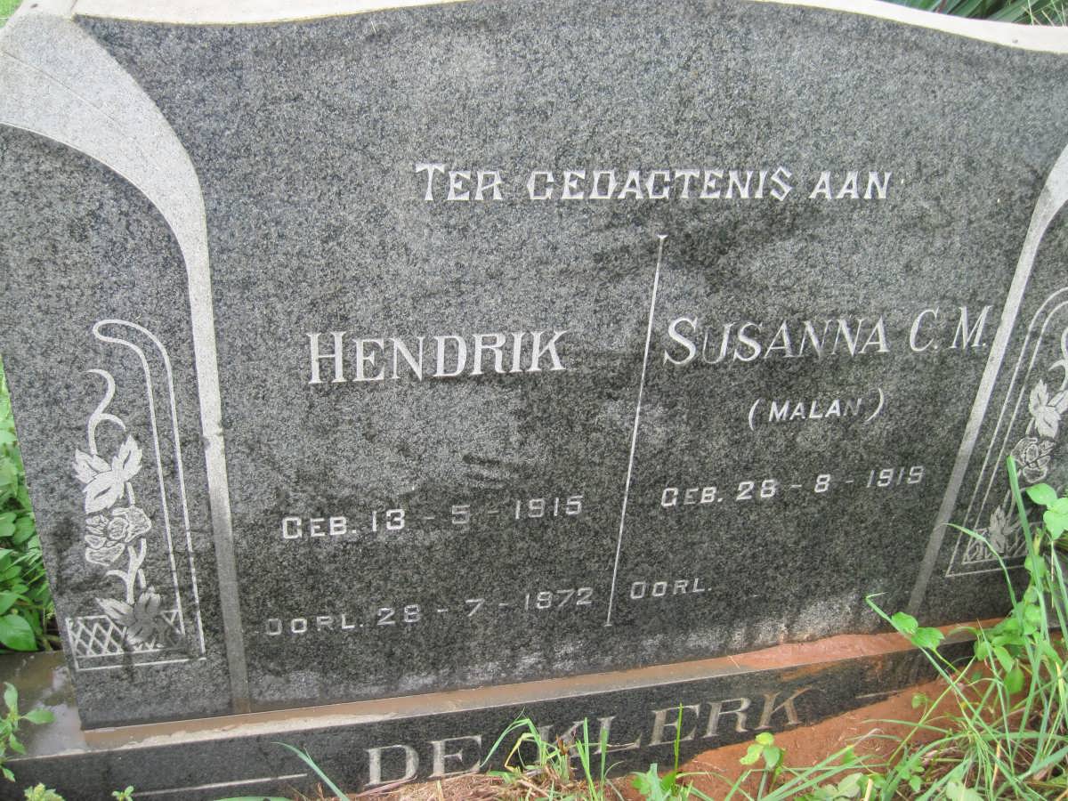 KLERK Hendrik, de 1915-1972 &amp; Susanna C.M. MALAN 1919-