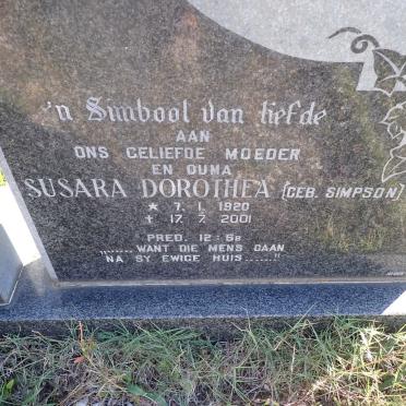 ? Susara Dorothea nee SIMPSON 1920-2001