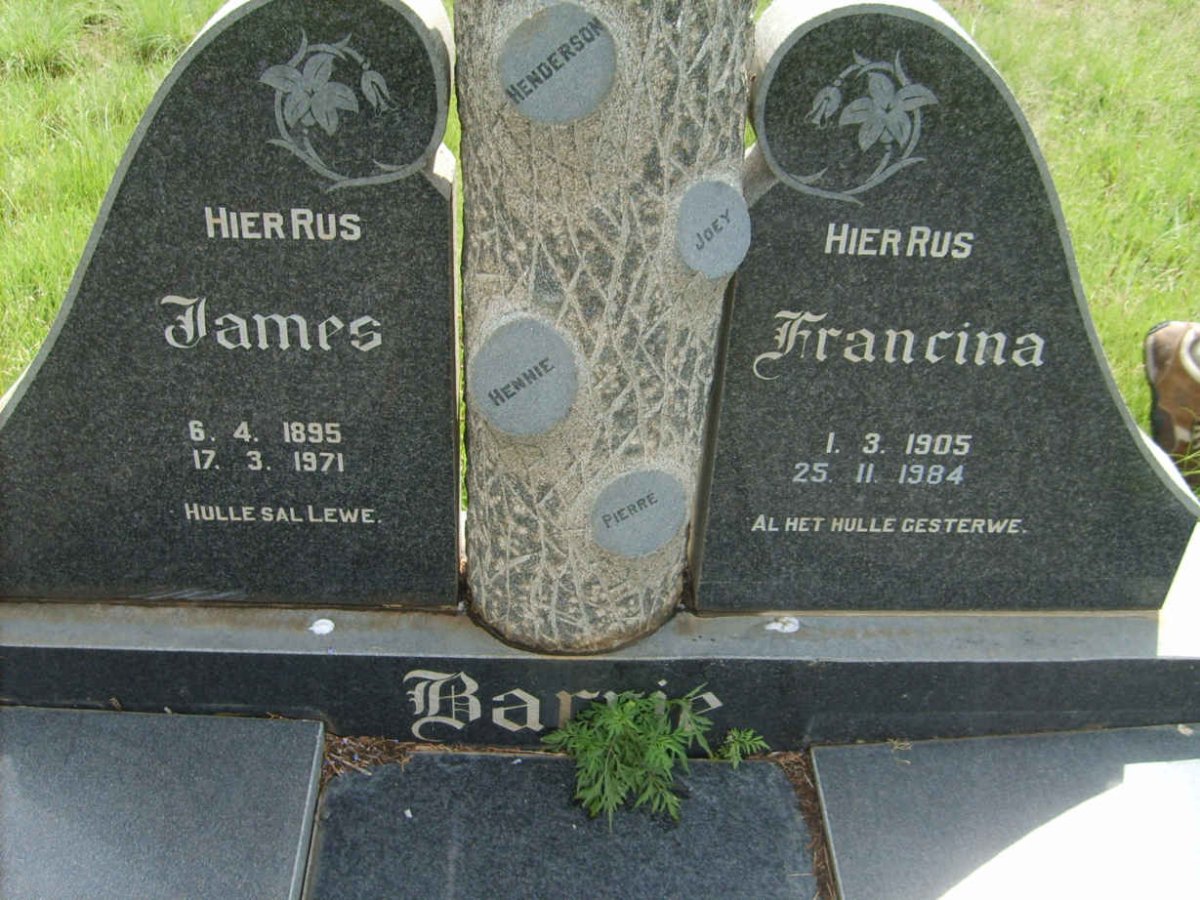 BARRIE James 1895-1971 &amp; Francina 1905-1984