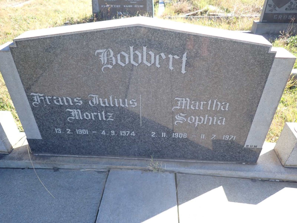 BOBBERT Frans Julius Moritz 1901-1974 & Martha Sophia 1906-1971