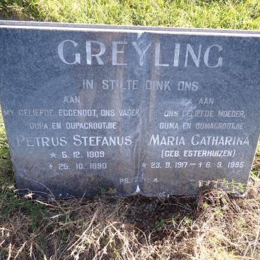 GREYLING Petrus Stefanus 1909-1990 & Maria Catharina ESTERHUIZEN 1917-1995