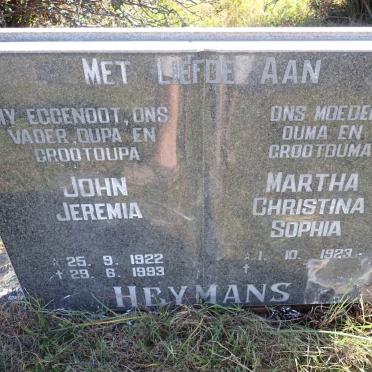 HEYMANS John Jeremia 1922-1993 & Martha Christina Sophia 1923-