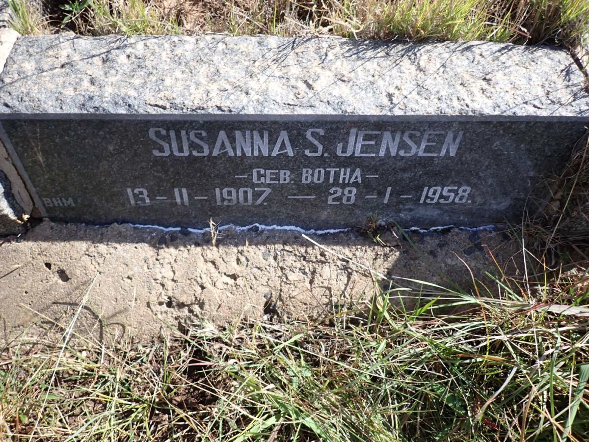 JENSEN Susanna S. nee BOTHA 1907-1958