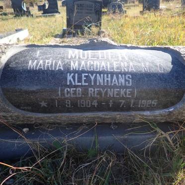 KLEYNHANS Maria Magdalena M.C. nee REYNEKE 1904-1925