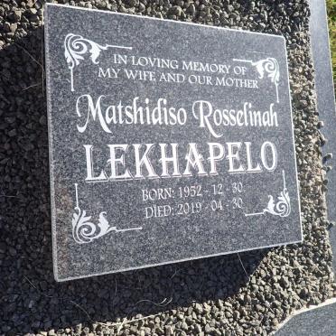 LEKHAPELO Matshidiso Rosselinah 1952-2019