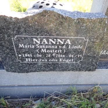 LINDE Maria Susanna, v.d. nee MOSTERT 1945-2016 