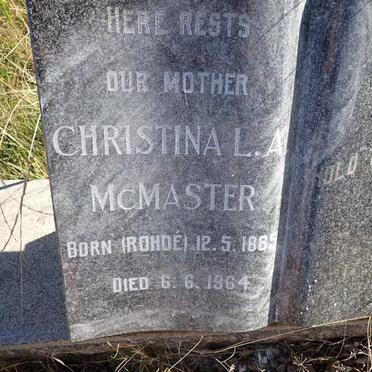 McMASTER Christina L.A. nee ROHDÉ 1885-1964