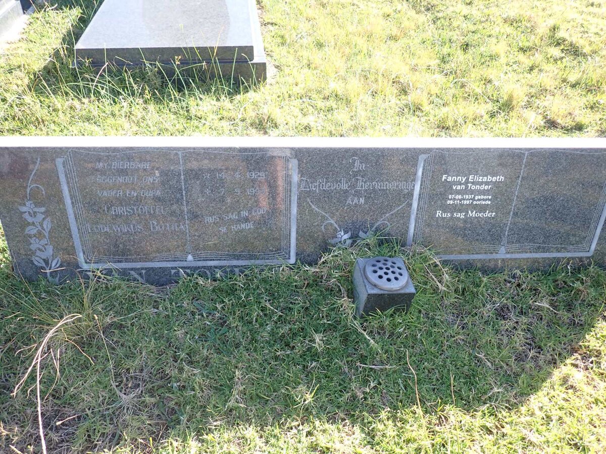 TONDER Christoffel Lodewikus Botha, van 1929-1993 & Fanny Elizabeth 1937-1997