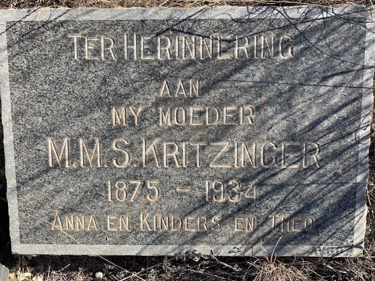 KRITZINGER M.M.S. 1875-1934
