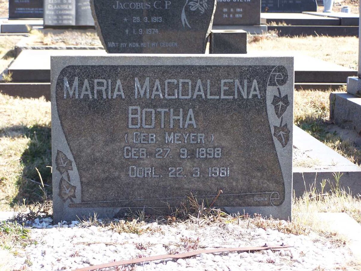BOTHA Maria Magdalena nee MEYER 1898-1981