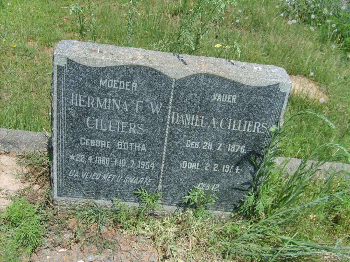 CILLIERS Daniel A. 1876-1954 &amp; Hermina F.W. BOTHA 1880-1954