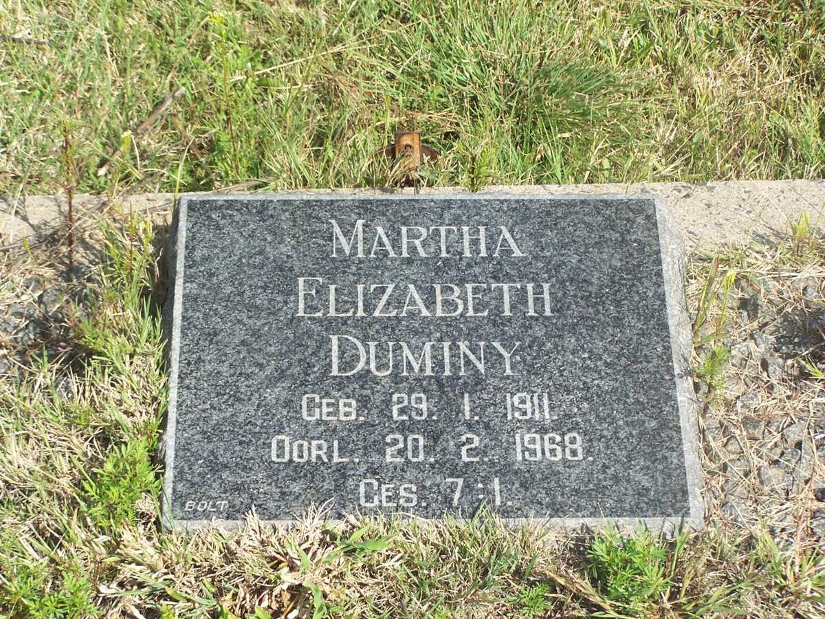 DUMINY Martha Elizabeth 1911-1968