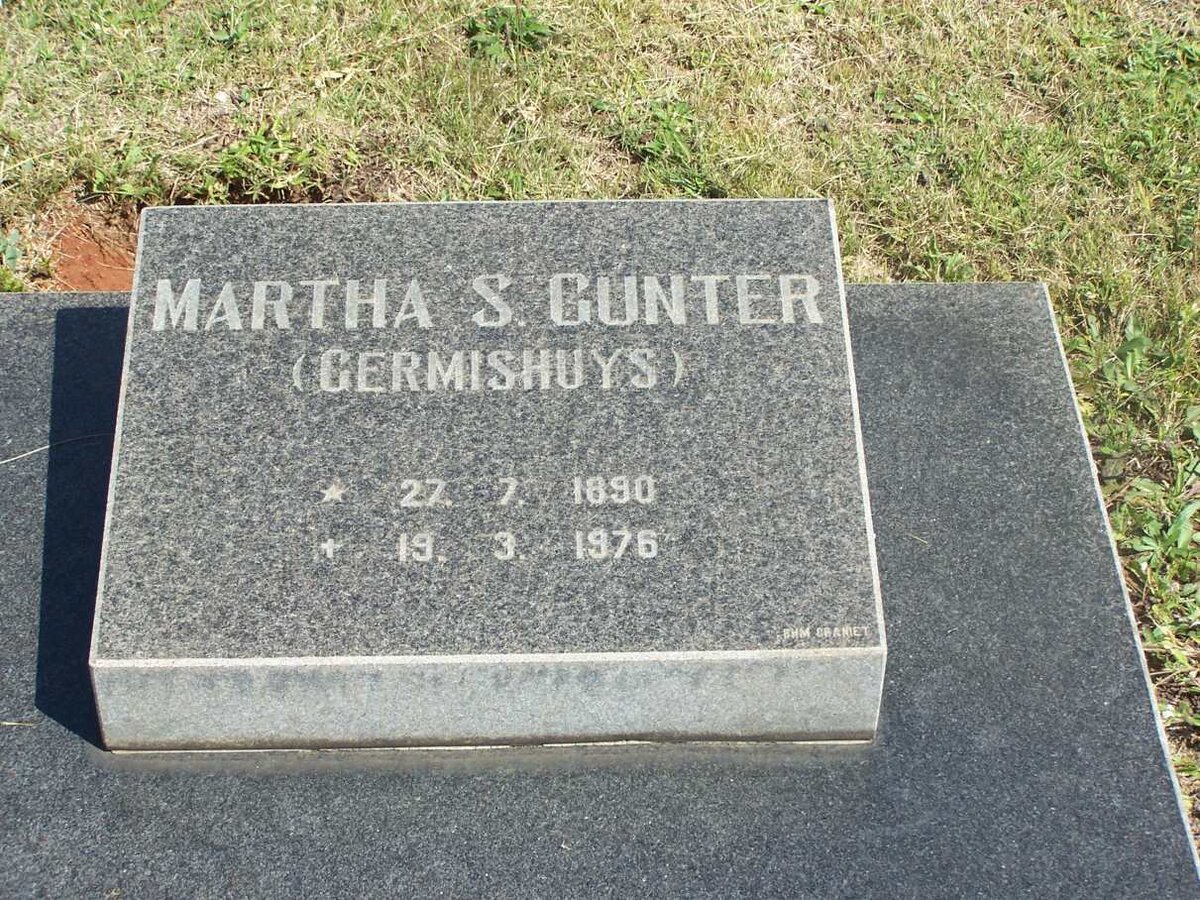 GUNTER Martha S. nee  GERMISHUYS 1890-1976