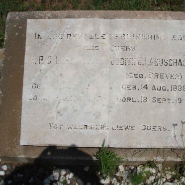 LABUSCHAGNE P.P.C. 18?? - 19?? &amp; Judith J. BREVER 1888-1949