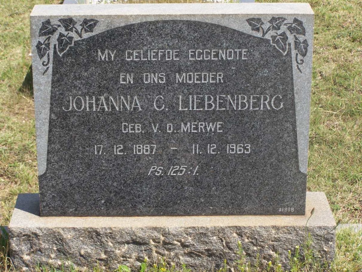 LIEBENBERG Johanna C. nee V.D. MERWE 1887-1963