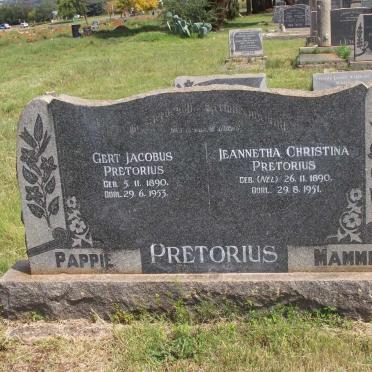 PRETORIUS Gert Jacobus 1890-1953 &amp; Jeannetha Christina NEL 1890-1951