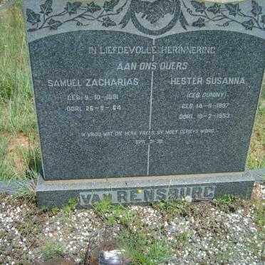 RENSBURG Samuel Zacharias, van 1891-1964 &amp; Hester Susanna DUMINY 1897-1953