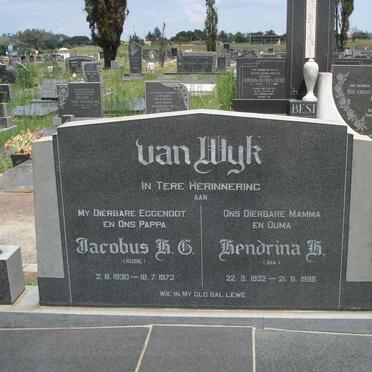 WYK Jacobus H.G., van 1930-1972 &amp; Hendrina H. 1932-1998