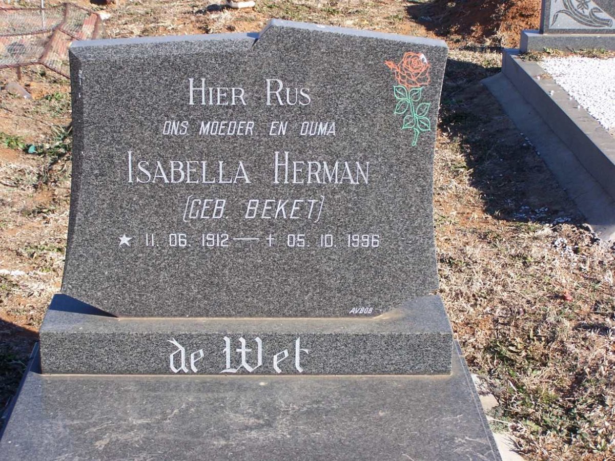 WET Isebella Herman, de nee BEKET 1912-1996