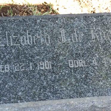 KOCK Elizabeth J., de 1901-1902