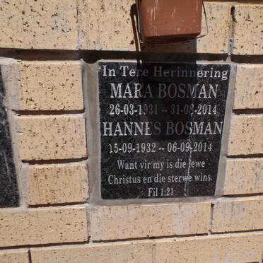BOSMAN Hannes 1932-2014 &amp; Mara 1931-2014