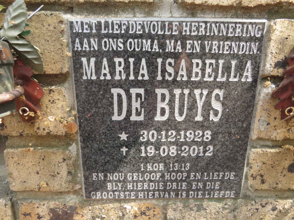 BUYS Maria Isabella, de 1928-2012