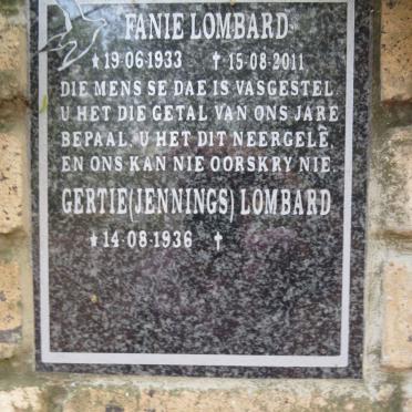 LOMBARD Fanie 1933-2011 & Gertie JENNINGS 1936-