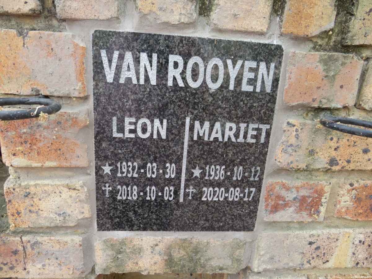 ROOYEN Leon, van 1932-2018 & Mariet 1936-2020