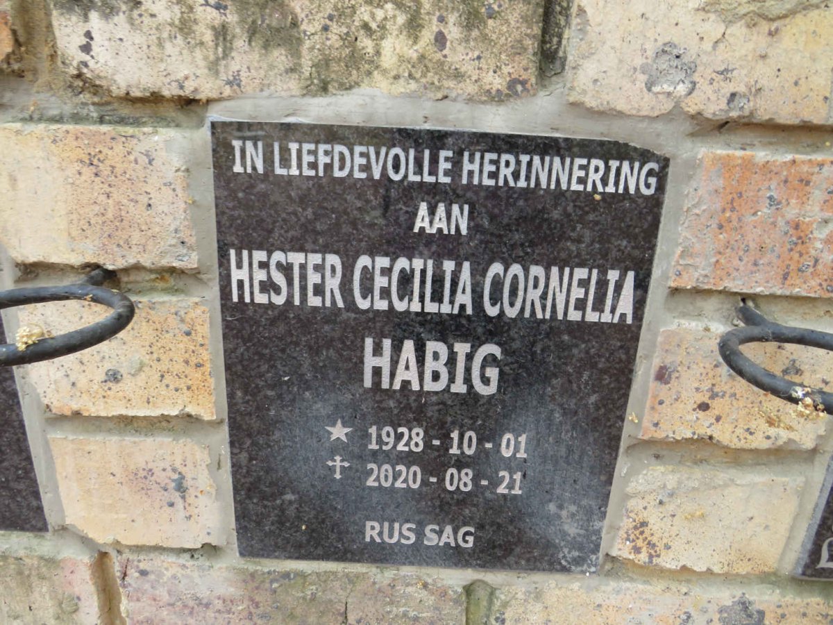 HABIG Hester Cecilia Cornelia 1928-2020