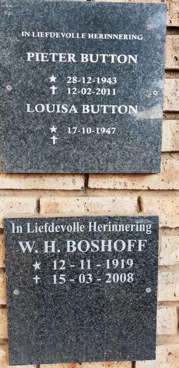 BUTTON Pieter 1943-2011 &amp; Louisa 1947-