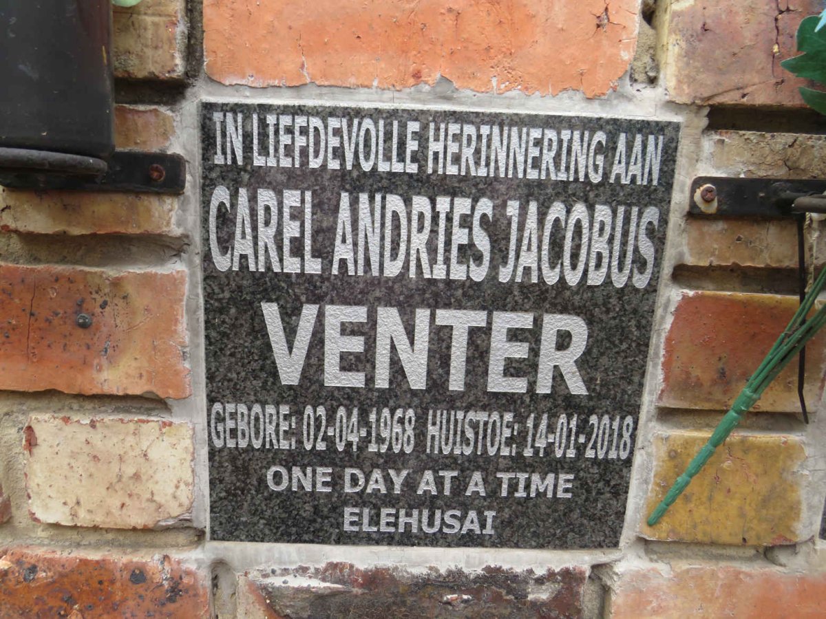 VENTER Carel Andries Jacobus 1968-2018