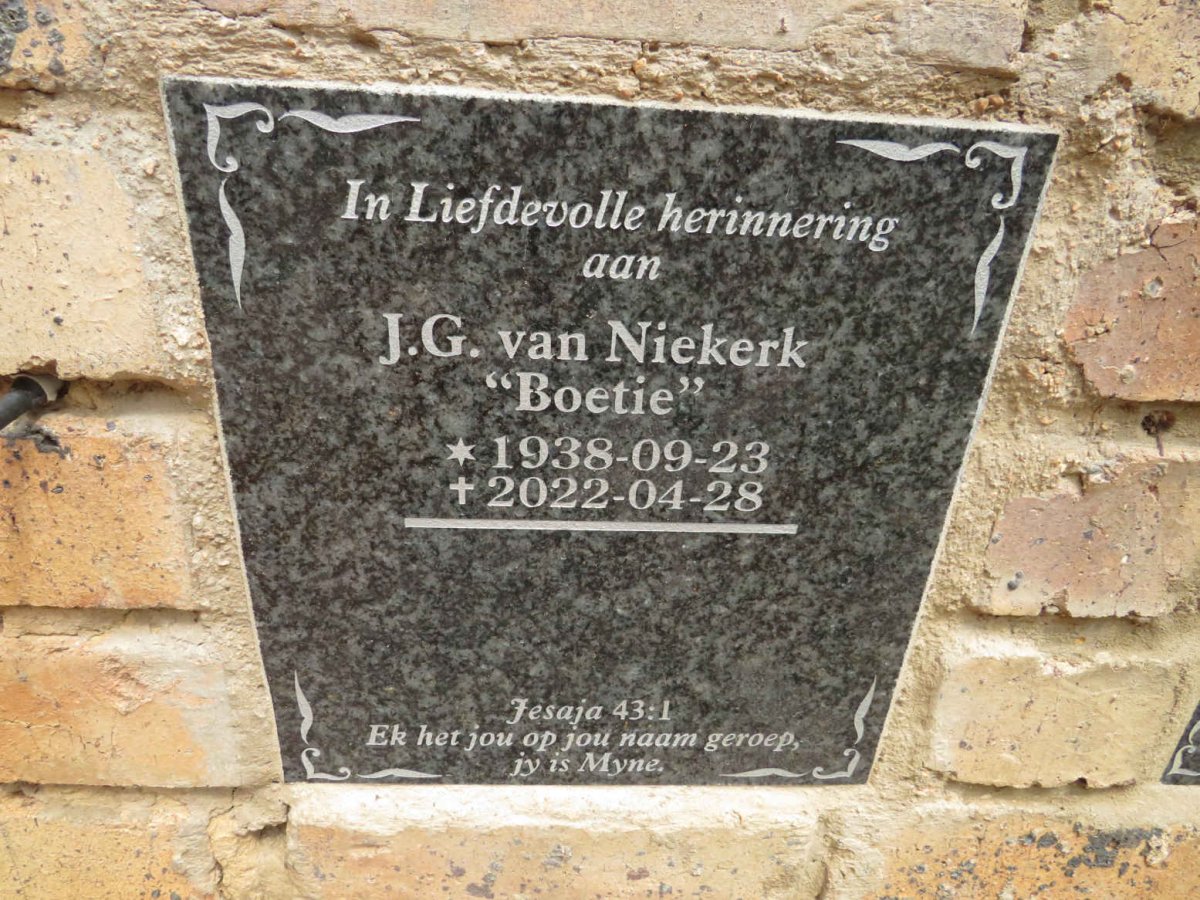NIEKERK J.G., van 1938-2022