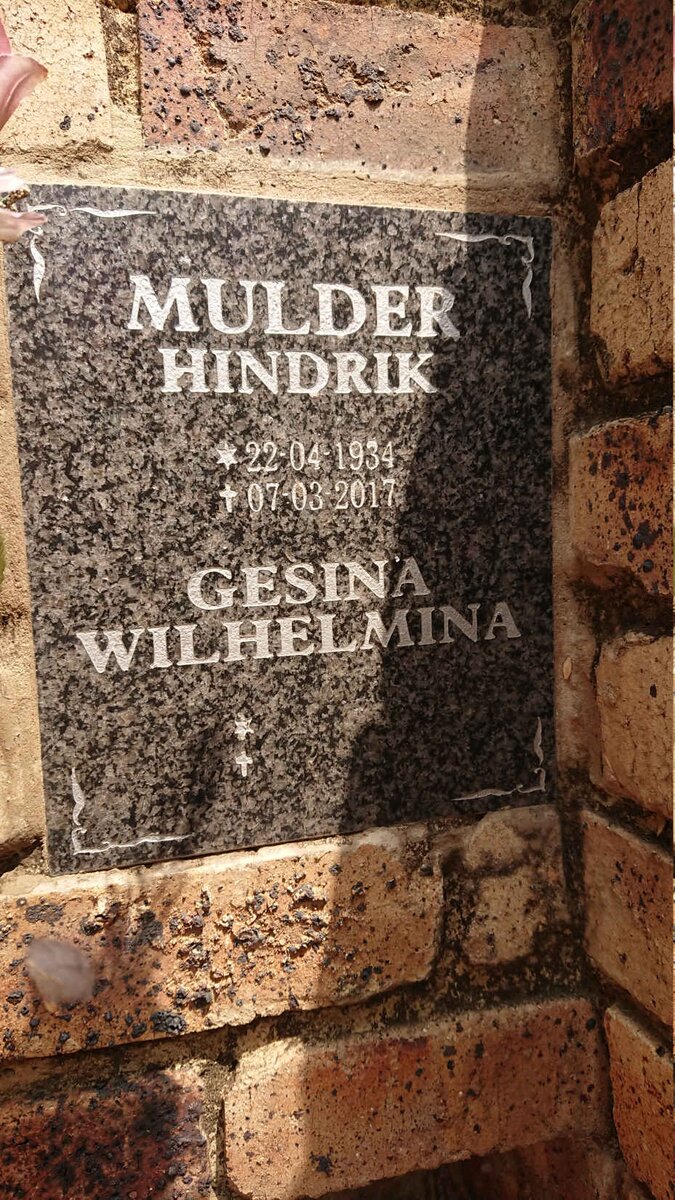 MULDER Hindrik 1934-2017 & Gesina