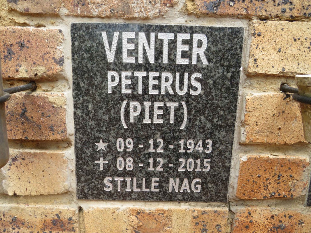 VENTER Petrus 1943-2015