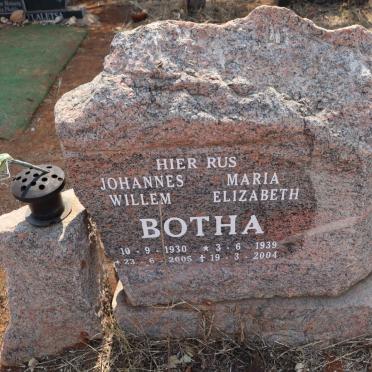 BOTHA Johannes Willem 1930-2005 & Maria Elizabeth 1939-2004