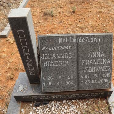 COETZEE Johannes Hendrik 1911-1984 & Anna Francina LEEUWNER 1915-2005