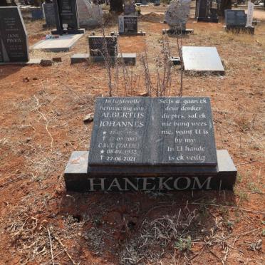 HANEKOM Albertus Johannes 1928-2003 & C.M.T. 1932-2021