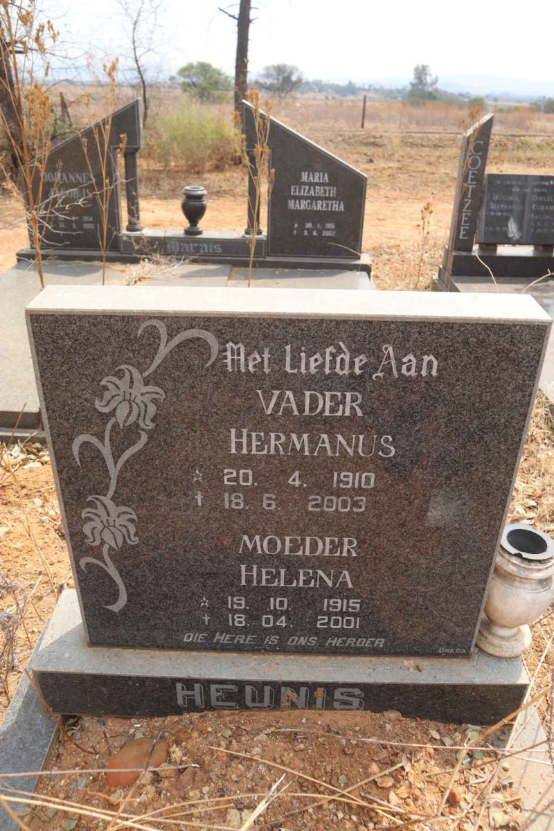 HEUNIS Hermanus 1910-2003 & Helena 1915-2001