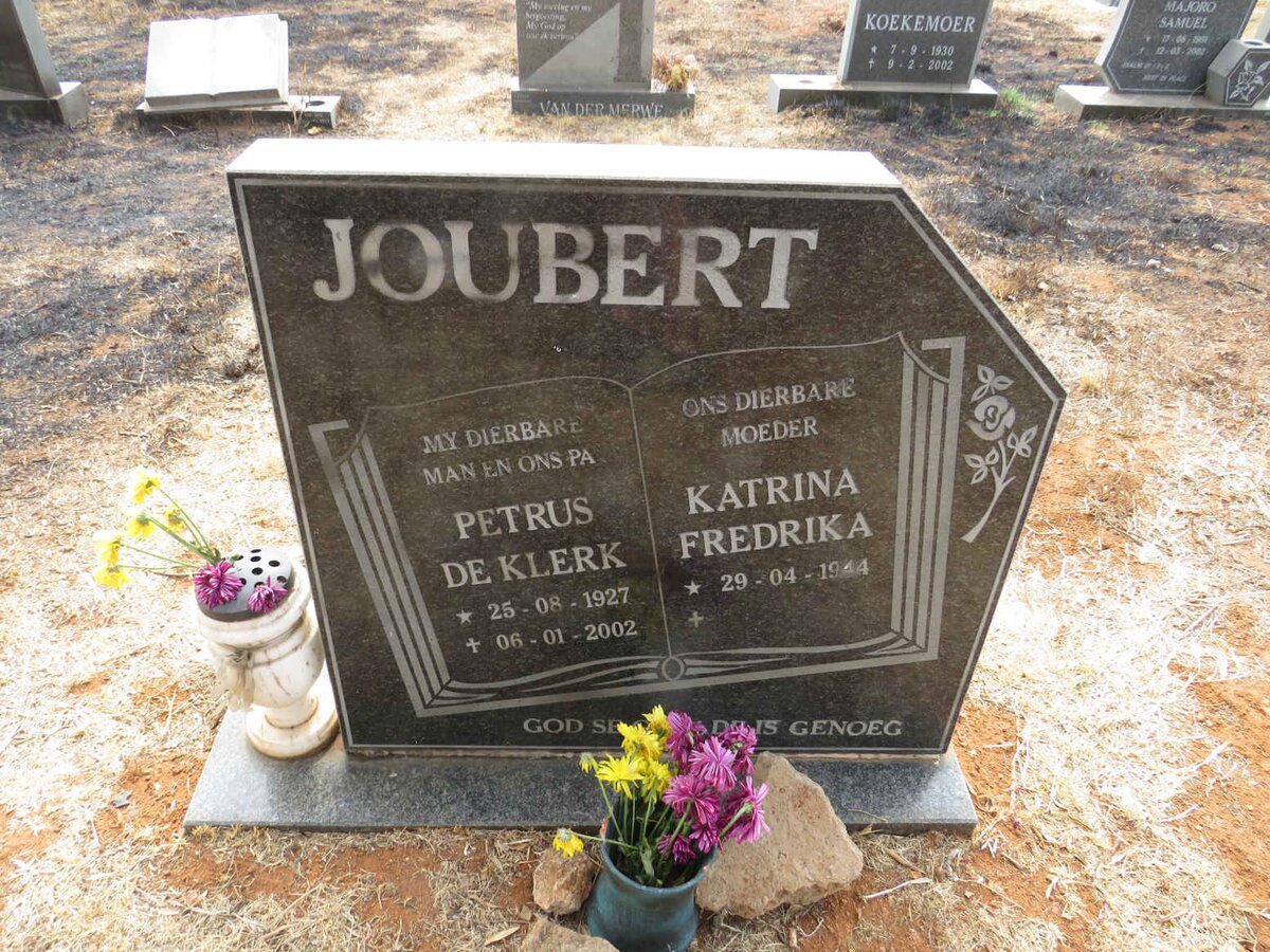 JOUBERT Petrus De Klerk 1927-2002 & Katrina Fredrika 1944-