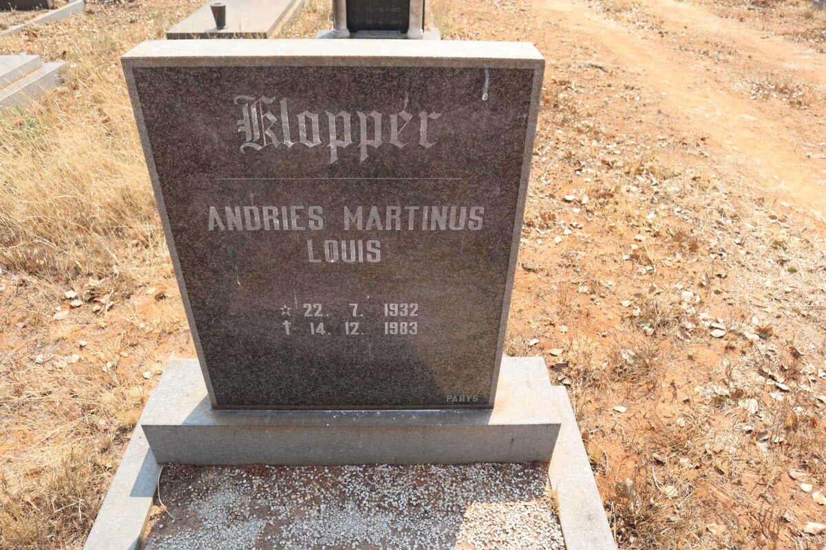 KLOPPER Andries Martinus Louis 1932-1983